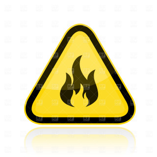 Yellow triangle sign flame reflection - incoherent free wallpaper