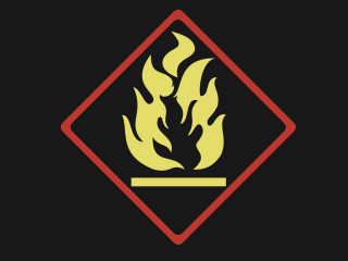 Yellow red fire hazard sign - a silk screen free wallpaper