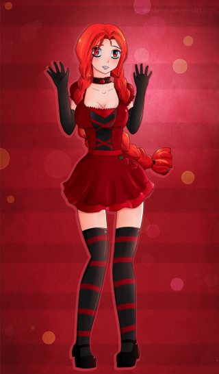 Red dress anime girl braid - an anime drawing free wallpaper
