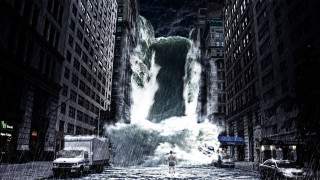 Man street waterfall city night - night free wallpaper