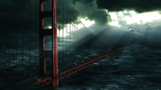 Large bridge body of water 2 - a dark sky above free wallpaper
