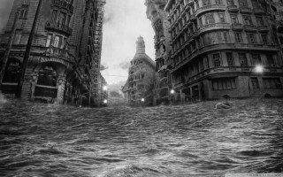 Flooded street buildings water boat - carel willink free wallpaper