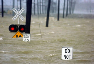 Flooded street trafficlight water signs - the foreground free wallpaper