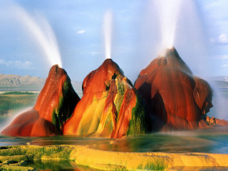 Geysers lake mountains blue sky - mystical free wallpaper