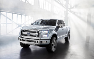 Silver truck parked building light 2 - a silver truck free wallpaper