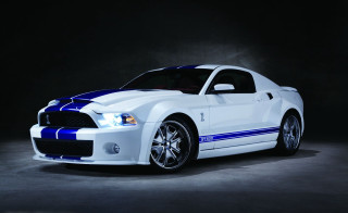 White blue mustang car digital - a black background and a spotlight free wallpaper