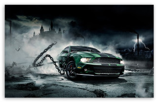 Green mustang car chain castle - green free wallpaper