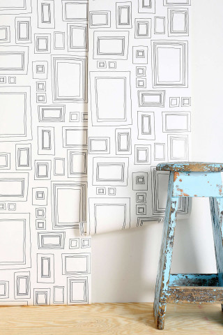 Blue stool wall pattern white - modern european ink painting free wallpaper