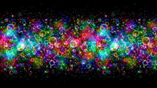 Colorful bubbles stars black background - particle free wallpaper