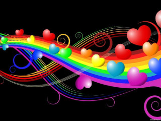 Rainbow background hearts love wave - felipe seade free wallpaper