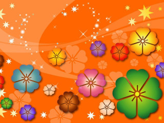 Colorful background flowers stars center - chiho aoshima free wallpaper