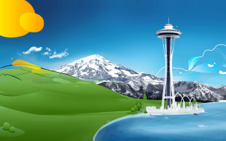 Mountain lake tower bird flying - felixkelly free wallpaper for desktop