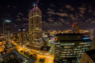 City skyline night lights buildings 18 - a few building free wallpaper