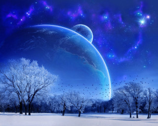 Blue planet sky trees background - a blue planet free wallpaper
