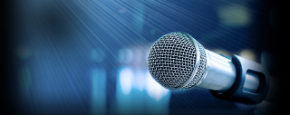 Microphone spotlight blue background image - diffuse free wallpaper