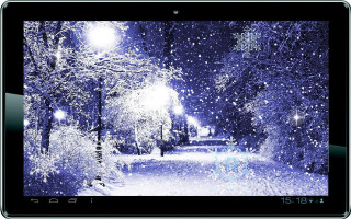 Tablet snowy scene streetlight night - a snowy scene free wallpaper
