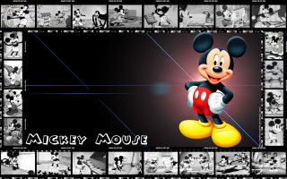 Mickey collage blackwhite red white - pixar and disney animation free wallpaper