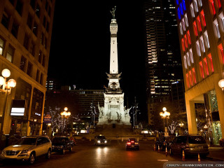 City street clock tower night - car free wallpaper