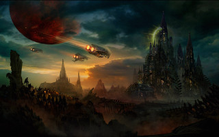 Sci fi city red light - matte fantasy painting free wallpaper