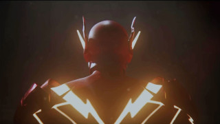 Man suit glowing lights face - free gaming wallpaper