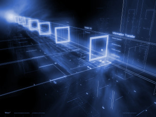 Blue abstract cubes lights night - cube free wallpaper