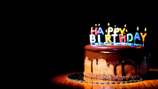 Chocolate birthday cake lit candles 2 - candle free wallpaper