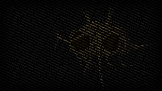 Dark background gold silhouette person - ascii art free wallpaper