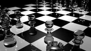 Chess board pieces checkered floor 2 - abstract illusionism free wallpaper