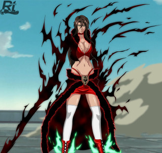 Woman red outfit green flame - a red outfit free wallpaper