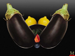 Eggplants lemon pepper black background - anne geddes free wallpaper