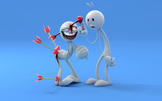 Cartoon characters holding flowers blue 2 - else alfelt free wallpaper