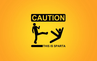 Yellow background caution sign man - action free wallpaper