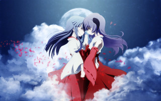 Anime characters standing clouds arms - the cloud free wallpaper