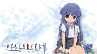 Girl blue hair sitting ground - a flower free wallpaper