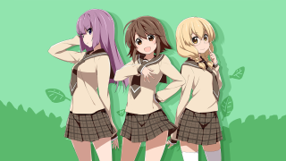 Anime girls purple hair green - one girl free wallpaper