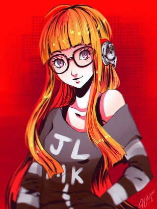 Girl glasses gun drawing art - digital art free wallpaper