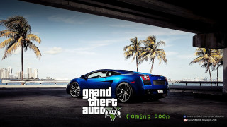 Blue sports car palm trees 2 - a blue sports car free wallpaper