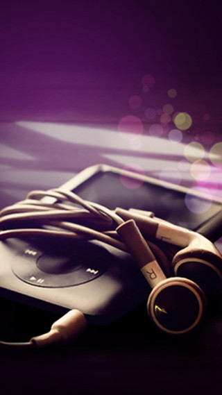 Headphones cellphone table bokeh purple - a blurry background free wallpaper