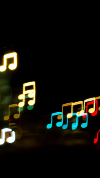 Blurry musical note street sign - neon free wallpaper