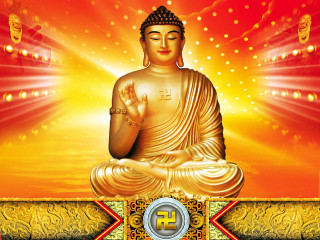 Buddha statue orange background star 2 - orange background free wallpaper