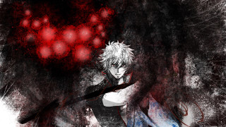 Man sword red background black 2 - ufotable free wallpaper