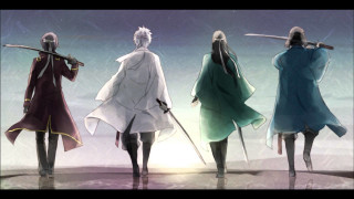 Anime characters swords line facing - opposite free wallpaper