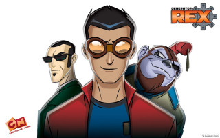 Cartoon two men glasses dog - a red jacket free wallpaper