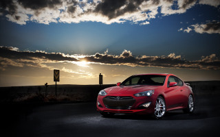 Red car parking lot sunset - a parking lot free wallpaper
