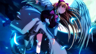 Girl cat angel demon fullmoon - long hair and a cat ears free wallpaper