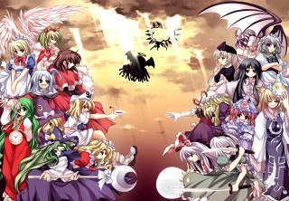 Anime characters bed sky clouds - cloud and a bird free wallpaper