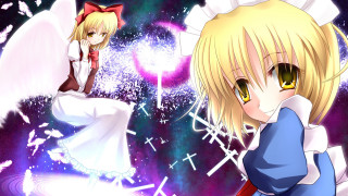 Anime space stars cat characters - the back of them free wallpaper