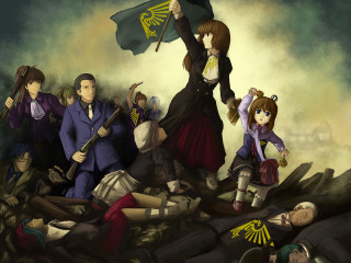 People rubble flag woman holding - berlin secession free wallpaper
