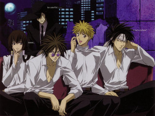 Young men couch purple walls - young free wallpaper