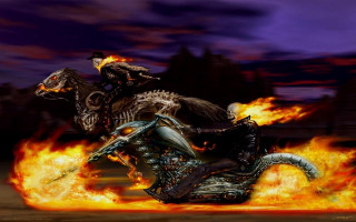 Man motorcycle fire ground sky - ground free wallpaper